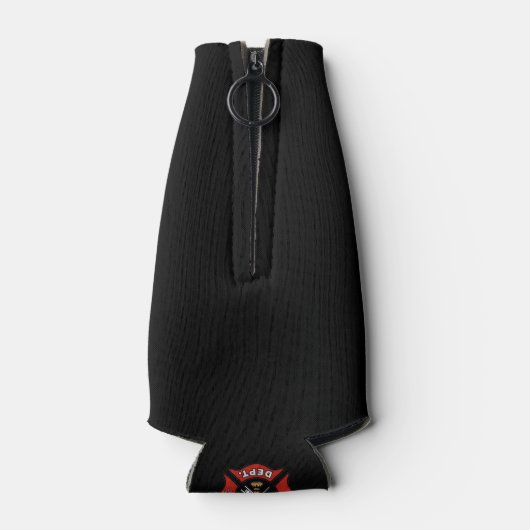 Rood- en zwarte-brandafdeling — Logo op maat Flesjeskoeler (Achterkant)