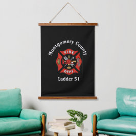 Rood- en zwarte-brandafdeling — Logo op maat Hangend Wandkleed