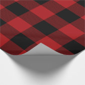 Rood- en zwarte Buffalo Gingham Pset Holiday Cadeaupapier (Hoek)