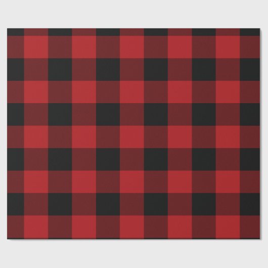 Rood- en zwarte Buffalo Gingham Pset Holiday Cadeaupapier (Vlak)