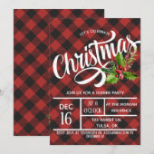 Rood- en Zwarte Buffalo met kerstfeest Kaart (Voorkant / Achterkant)