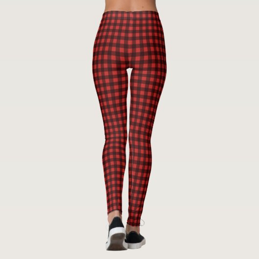 Rood- en zwarte buffelplaat leggings (Achterkant)