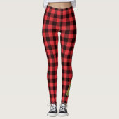 Rood- en zwarte buffelplaat met kerstboom leggings (Voorkant)