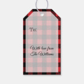 Rood- en zwarte buffelplaat Prettige feestdagen Cadeaulabel (Achterkant)