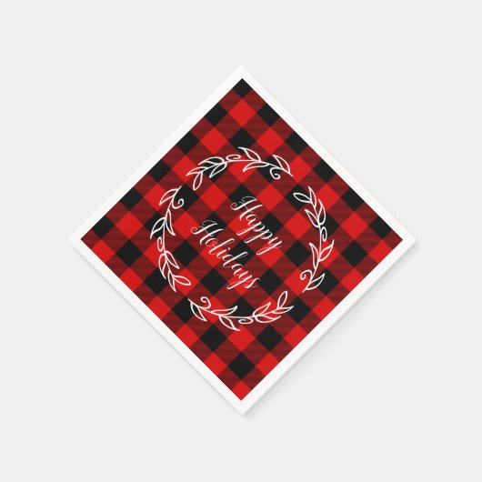 Rood- en zwarte buffelplaat Prettige feestdagen Servet (Hoek)