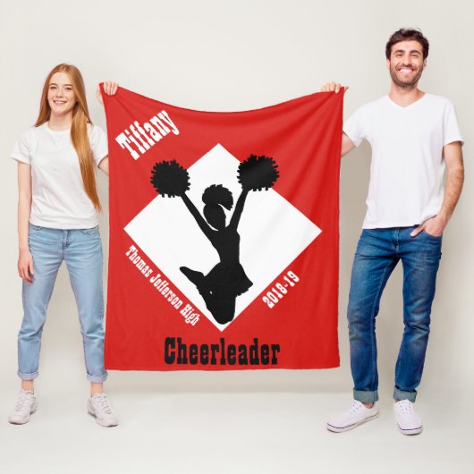 Rood en zwarte Cheerleader Fleece Blanket (In situ)