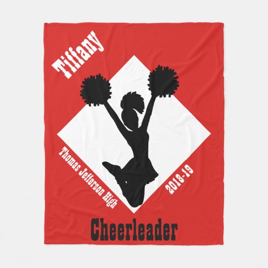Rood en zwarte Cheerleader Fleece Blanket (Voorkant)