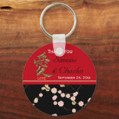 Rood- en zwarte Cherry Blossom Wedding Favor Sleutelhanger (Voorkant)