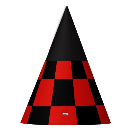 Rood- en zwarte dambord feesthoedjes (Links)