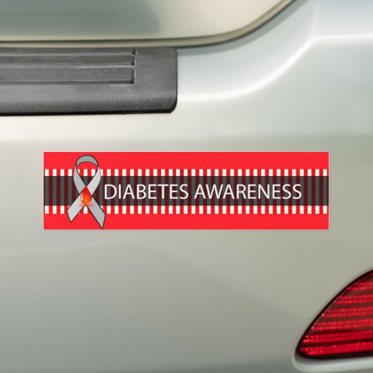 Rood- en zwarte diabetes bumpersticker (Op auto)
