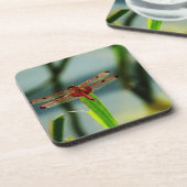 Rood- en zwarte dragonvlieg met schroefdraad drankjes onderzetter (Linkerzijde)