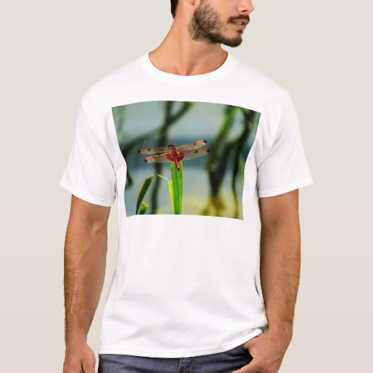 Rood- en zwarte dragonvlieg met schroefdraad t-shirt (Voorkant)