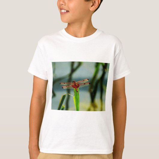Rood- en zwarte dragonvlieg met schroefdraad t-shirt (Voorkant)
