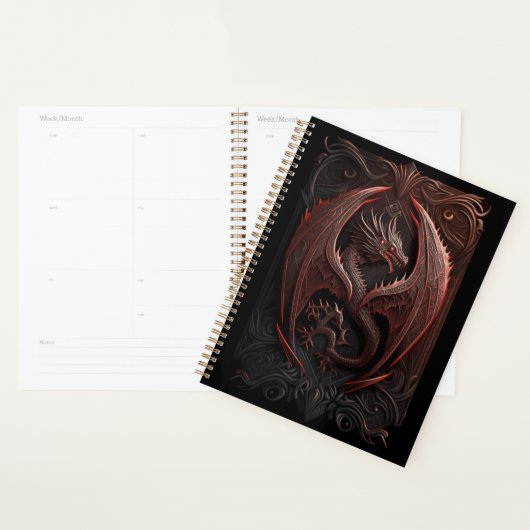 Rood- en zwarte drakenplanner planner (Display)