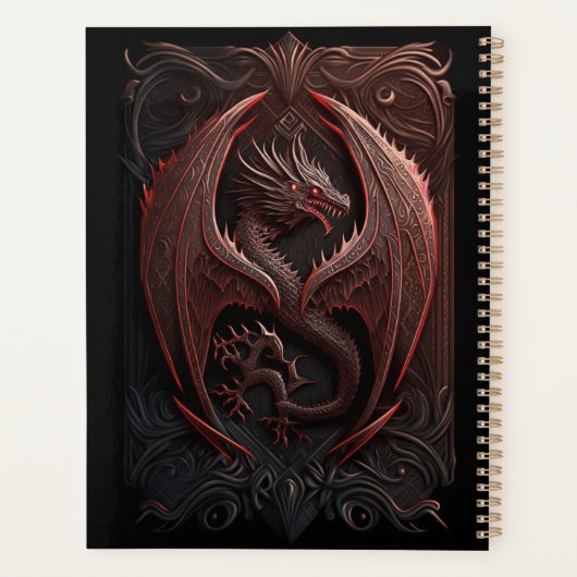 Rood- en zwarte drakenplanner planner (Achterkant)