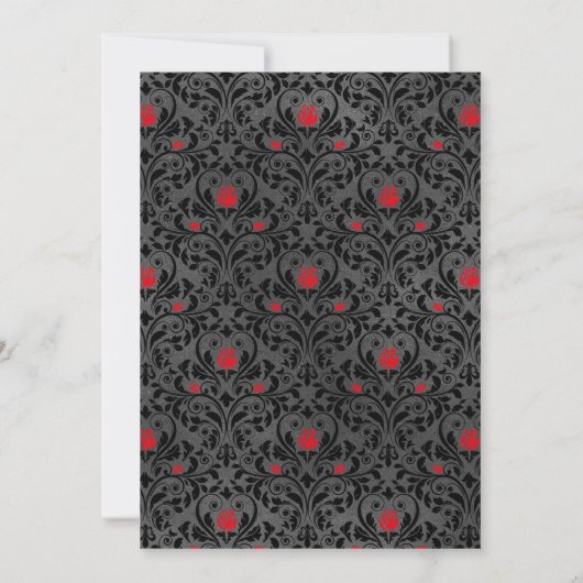Rood- en zwarte Floral Gothic Rehearsal Dinner Kaart (Achterkant)