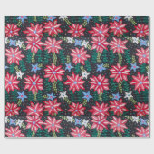 Rood- en zwarte foral cadeaupapier (Vlak)