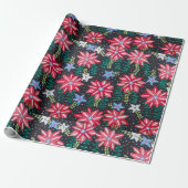 Rood- en zwarte foral cadeaupapier (Uitgerold)