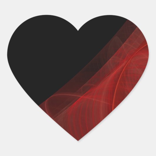 Rood- en zwarte fractale achtergrondhartsticker hart sticker (Voorkant)