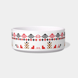 Rood- en zwarte geborduurde afdrukset voerbakje