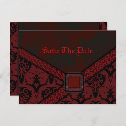 Rood- en zwarte Gothic Aankondigingskaart (Voorkant / Achterkant)