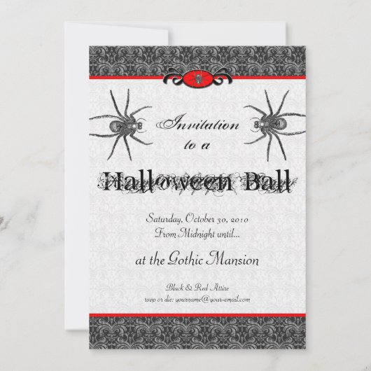 Rood- en zwarte gothic Halloween Ball, Vampire Att Kaart (Achterkant)