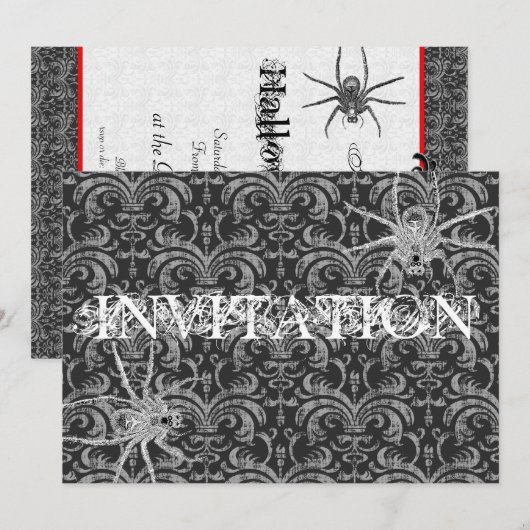 Rood- en zwarte gothic Halloween Ball, Vampire Att Kaart (Voorkant / Achterkant)