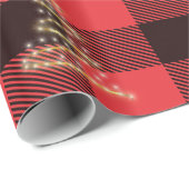 Rood- en zwarte goudkerstboomvakantie cadeaupapier (Rol Hoek)