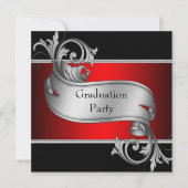 Rood- en Zwarte Graduation Party Kaart (Voorkant)
