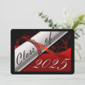 Rood- en Zwarte Graduation Party Kaart (Staand voorkant)