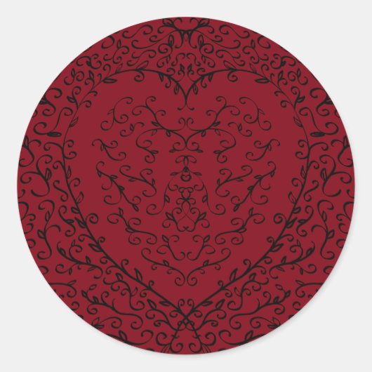 Rood- en zwarte-hartritme-weddenschappen ronde sticker (Voorkant)