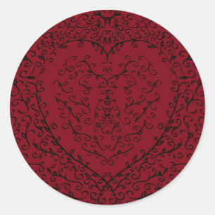 Rood- en zwarte-hartritme-weddenschappen ronde sticker