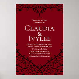 Rood- en zwarte-hartsgothic Wedding-ceremonie Poster