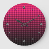 Rood- en zwarte ingecheckte patroongradiënt grote klok (Voorkant)