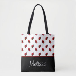 Rood- en zwarte-juffrouw | Gepersonaliseerd Tote Bag