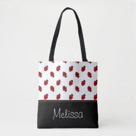 Rood- en zwarte-juffrouw | Gepersonaliseerd Tote Bag