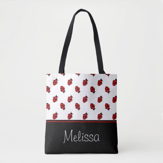 Rood- en zwarte-juffrouw | Gepersonaliseerd Tote Bag (Voorkant)