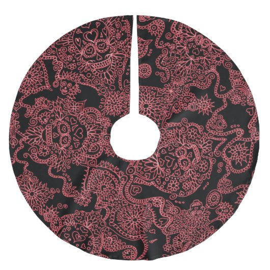 Rood- en zwarte keelrok kerstboom rok (Voorkant)