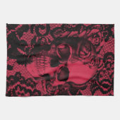 Rood en zwarte keiersschedel. theedoek (Horizontaal)