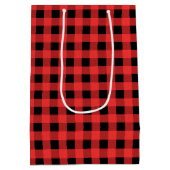 Rood- en zwarte kerst medium cadeauzakje (Achterkant)