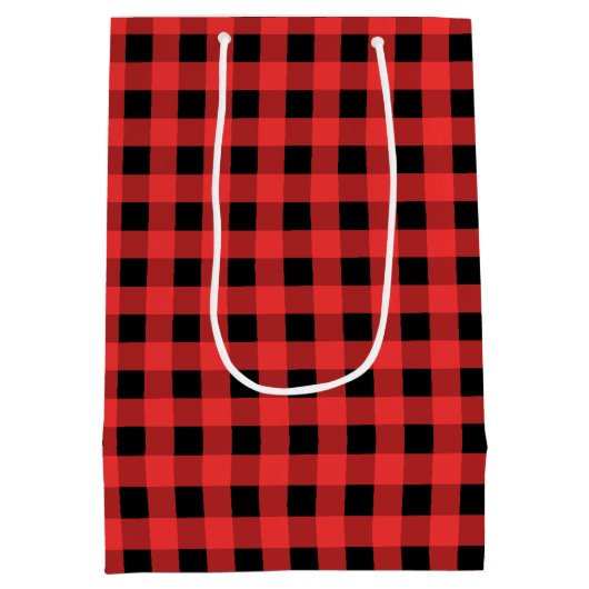 Rood- en zwarte kerst medium cadeauzakje (Achterkant)