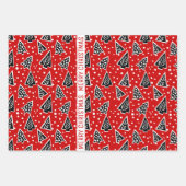 Rood- en zwarte kerstbomen inpakpapier vel (Voorkant 3)