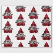 Rood- en zwarte kerstboom cadeaupapier (Vlak)