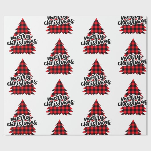 Rood- en zwarte kerstboom cadeaupapier (Vlak)