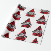 Rood- en zwarte kerstboom cadeaupapier (Uitgerold)