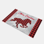 Rood- en zwarte kerstklep deurmat (Schuin)