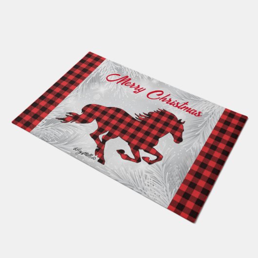 Rood- en zwarte kerstklep deurmat (Schuin)