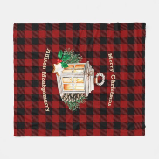 Rood- en zwarte kerstlantaarn fleece deken (Voorkant (Horizontaal))