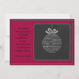 Rood- en zwarte kerstnamen over de hele wereld feestdagenkaart