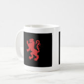 Rood- en zwarte leeuwen koffiemok (Voorkant links)